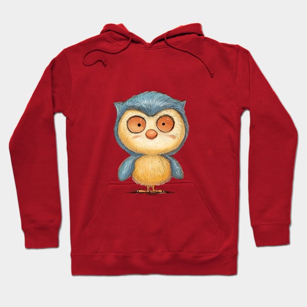 Little blue owl Hoodie by Artofokan